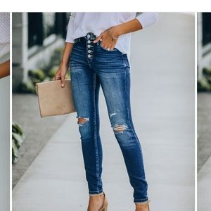 Tidal High Rise Button front skinny jeans
